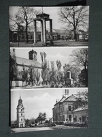 Képeslap,Szécsény,mozaik,harangláb,emlékmű,templom,tanácsháza,utca látkép, részlet, 1959-