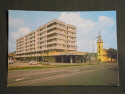 Postcard, Szentes, New city district and Greek Orthodox church view, fragment, 1983-