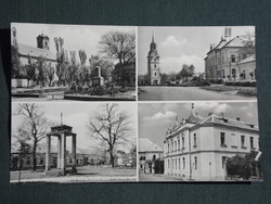 Képeslap,Szécsény,mozaik,harangláb,emlékmű,templom,tanácsháza,utca látkép, részlet, 1959-