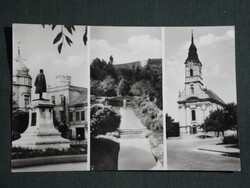 Képeslap,Szekszárd,mozaik,Garay tér,szobor,park,templom látkép,részlet, 1963-