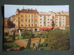 Postcard, Szombathely, Republic Square, ABC grocery store, shopping mall view, detail, 1976-