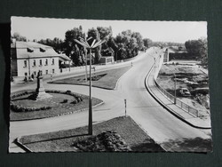 Postcard, Szolnok, Tisza bridge, Szabadság square view, fragment, 1966-