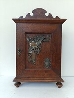 Antik kis keményfa bútor patika gyógyszer fűszer fali szekrény fa szekrényke 583 9654