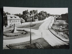 Postcard, Szolnok, Tisza bridge, Szabadság square view, fragment, 1966-
