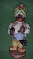 Antik H.RAHMER MÁRIA - ART DECO - SZERECSEN,TÖRÖK SZULTÁN kerámia figura 22 cm a képek szerint