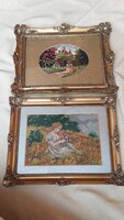 Hollóházi Gobelin picture in blondel frame 2 pcs.