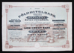 Földhitelbank Részvénytársaság részvény 50 pengő 1926