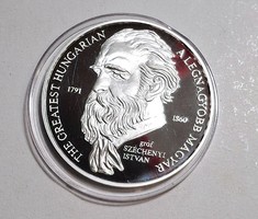 MKB /A Legnagyobb Magyar  SZÉCHENYI EMLÉKÉREM 1950-2000, EZÜST: 31,1g/999; PP