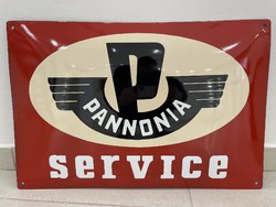 Pannonia Service embossed Bonyhád enamel sign retro mid century