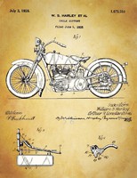 Régi Harley Davidson motor 1928 szabadalmi rajza, motorbicikli, motorkerékpár