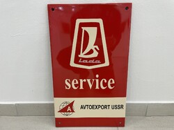 Lada Service enamel sign Soviet car manufacturing zsiguli modern retro mid century