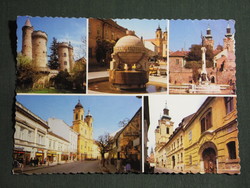 Képeslap,Székesfehérvár,mozaik,Bory vár,országalma,püspöki kút,templom,utca,részletek, 1986-