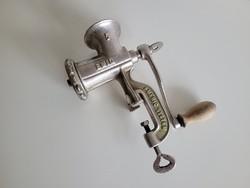 Old antique nickel-plated ewig 5 American system mincer meat grinder