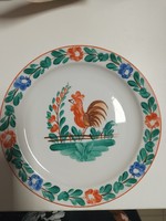 Kakasos porcelán fali tányér - 19 cm, Iparművészeti Tanács által zsűrizett, Páva pecsétes
