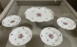 Herendi porcelán virágmintás süteményes készlet