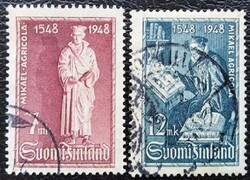 F356-7p / Finnország 1948 Mikael Agricola bélyegsor pecsételt