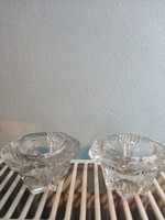 Glass Candle Holders or Candlesticks - Set of 2 - French Product