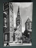 Képeslap,Szeged,Fogadalmi templom,Demeter torony látkép ,részlet, 1963-