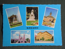 Képeslap,Szeged,mozaik,múzeum,egyetemDankó szobor,városháza,templom ,részletek, 1973-