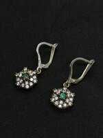 Silver, stone, flower earrings