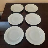 6 db Fehér Herendi porcelán süteményes, desszertes tányér készlet