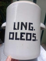 Vintage/retro labeled pharmacy tool: medical porcelain jar, Zsolnay? Clinic decor