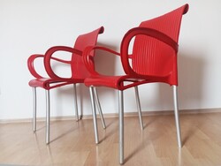 2x funky/pop-art Raffaello Galiotto red armchair, Nardi Italy