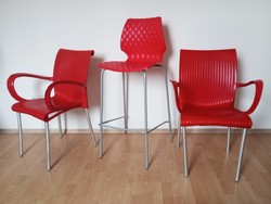 3x funky/pop-art Italian designer red chairs set circa 2000, Italy