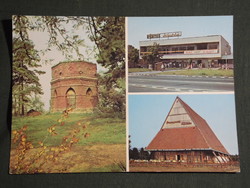 Képeslap,Tata,mozaik,mecset,Fényes áruház,étterem látkép,részlet , 1979-