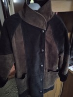 Női télikabát átmeneti kabát bőr kabát barna sertésbőr bélelt női bőrkabát 40/42 méret