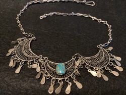 Silver Necklace with Turquoise Stone, Artisan Jewelry