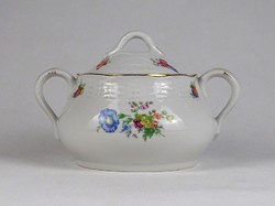 1T218 Régi aranyozott virágos Meisseni porcelán bonbonier