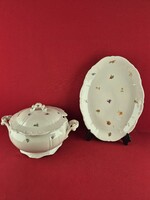 Zsolnay floral pattern soup and roast platter.