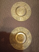 Vadász Hubertus bronz fali tányér pár