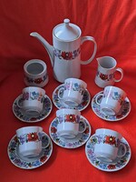 Ritka, hibátlan! KALOCSAI PORCELÁN 6 személyes mokkás / kávés készlet