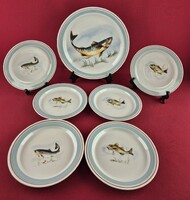Hollóházi fish-shaped dessert set