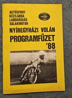 1988-as nyíregyházi Volán salakmotor programfüzet!