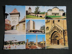 Képeslap,Vas megye,mozaik,Kőszeg,Ják,Körmend,Sárvár,Szombathely látkép,részlet,1976-