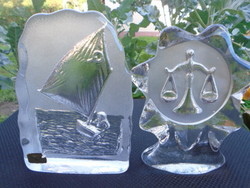 Skandináv üveg diszek vagy üveg nehezék nagyobb méretű komoly súly kosta KRISTÁLY