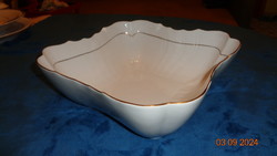 Herendi  fehér - arany csíkos  nagyméretű salátás tél , 31,5 x 9,5 cm   új állapot