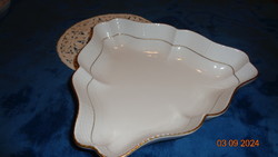 Herendi  fehér - arany csíkos , három oldalú  tál  , 26 x 26 x 26 cm   új állapot