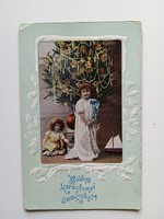 D204787   Karácsony  dombornyomott lap - játékok a fa alatt ,kislány a fa előtt  1911 Marosvásárhely