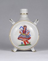 1T039 Régi menyecske díszes kőbányai Drasche porcelán kulacs