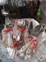 Silver-plated old cutlery set marked, 24 pcs