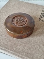 Antique red copper powder box, table decoration, collector's rarity