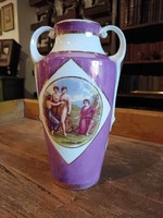 Szecessziós stílusú váza, porcelán, Csecho-Slovakia gyártá, Angelika Kauffmann képei díszíti LEÁRAZV