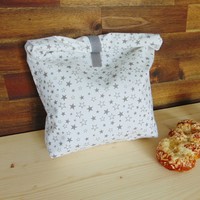 Roll-top uzsonnás tasak / fehér - szürke csillag mintás