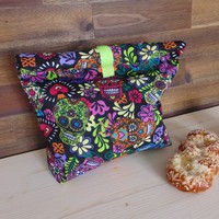 Roll-top uzsonnás tasak / cukorkoponya mintás