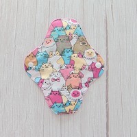 Mosható betét 19,5 cm / rózsaszín - türkiz cicák / intimbetét, mosható textil betét