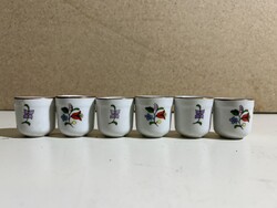 Hollóházi vadász kupicák, porcelán, 4 x 5 cm-es, 6 db. 8833
